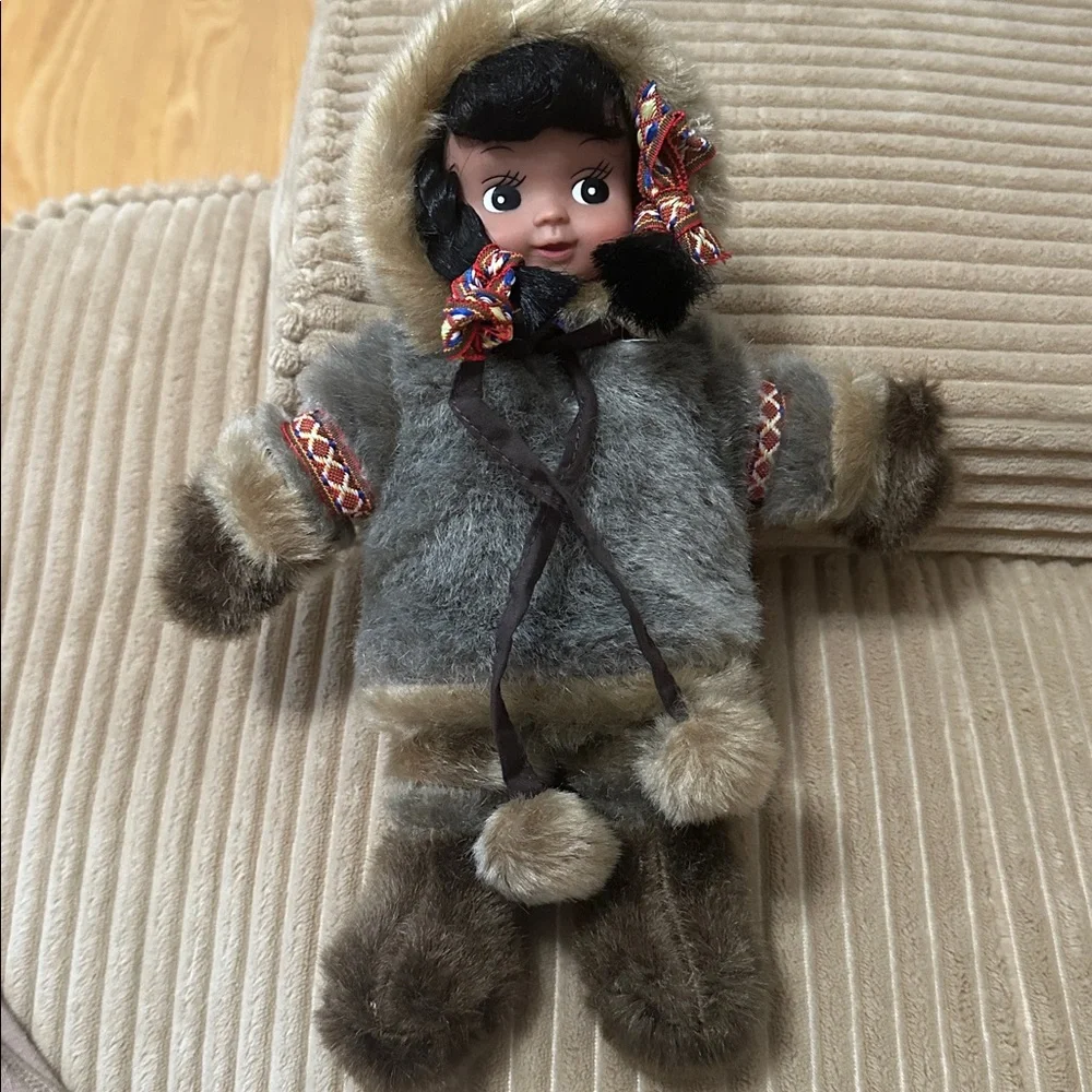 Collectible Artic Circle Eskimo Gray and Brown Plush Doll